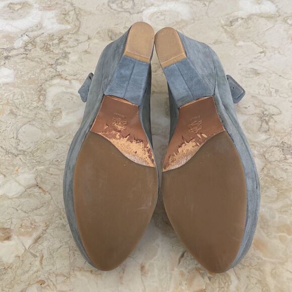 Gentle Souls Grey Oppsi Ankle Strap Mary Jane Leather Platform Pumps - Picture 12 of 13